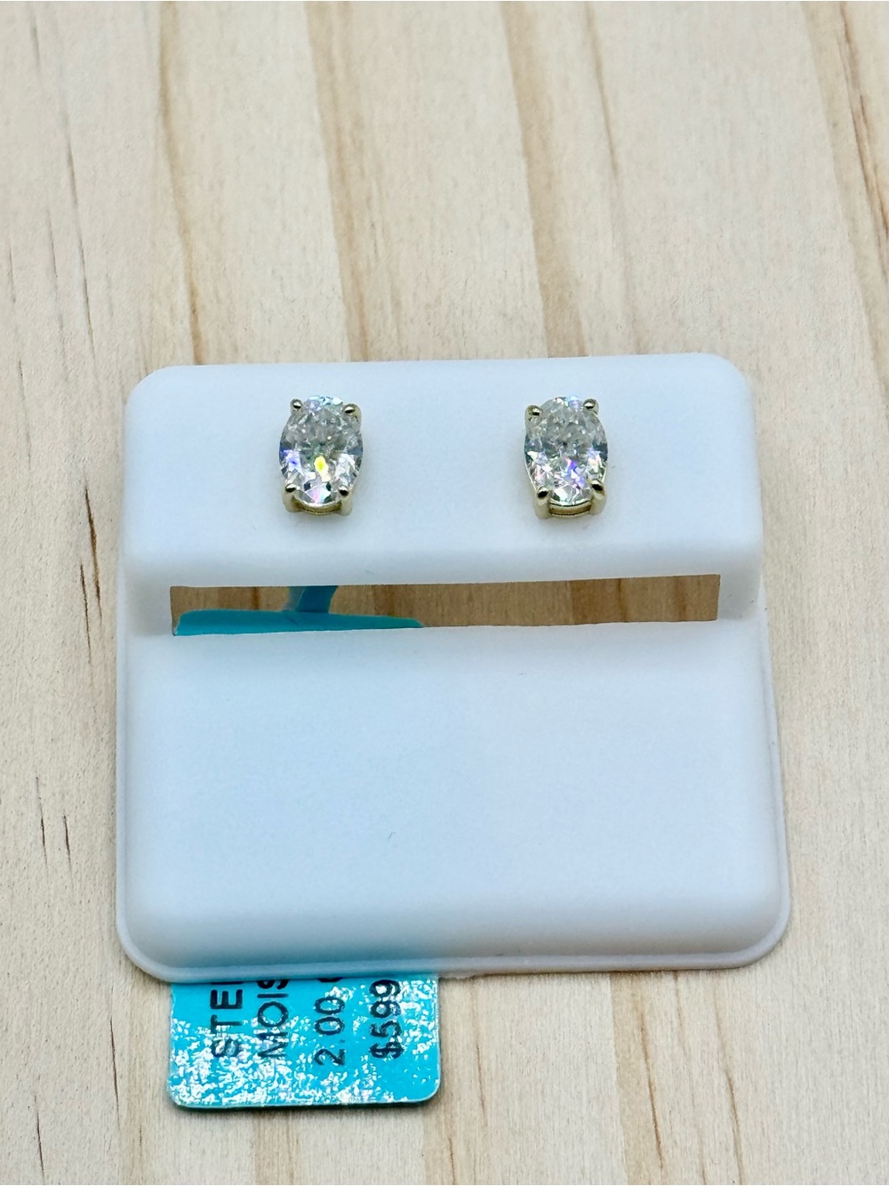 Yellow Gold Over Sterling Silver Moissanite Oval Earrings